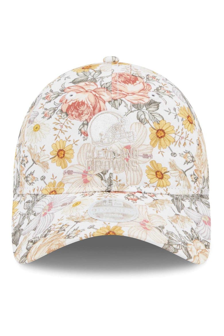Women's New Era Cream Cleveland Browns Bloom 9TWENTY Adjustable Hat, Alternate, color, Cream