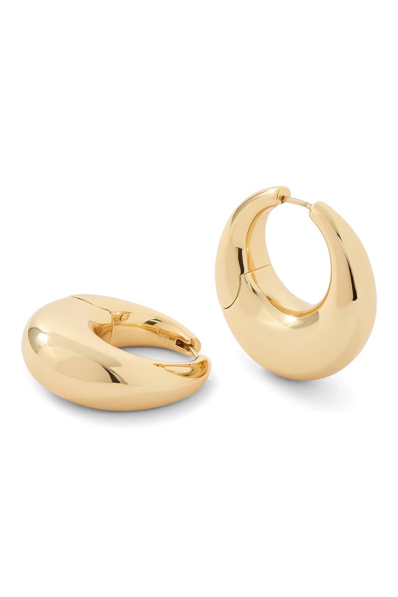 Dylan Dome Huggie Hoop Earrings, Main, color, YELLOW GOLD