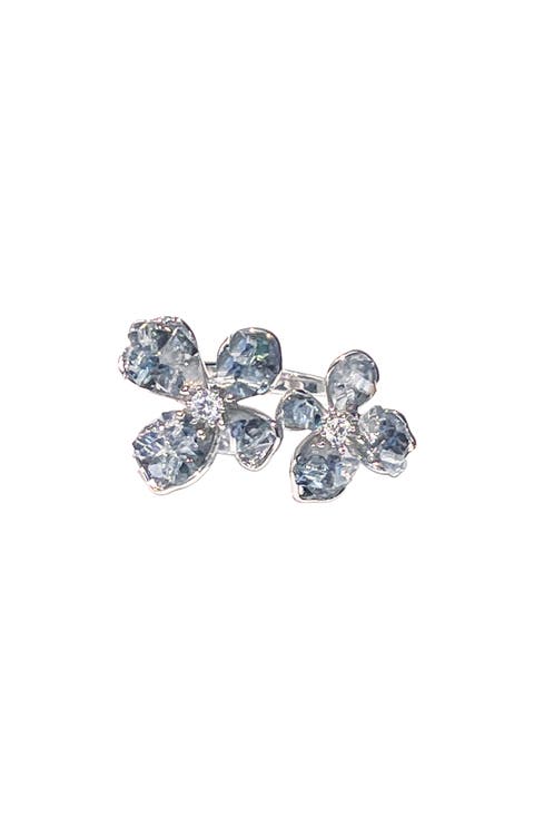 Drusy Quartz Flower Ring