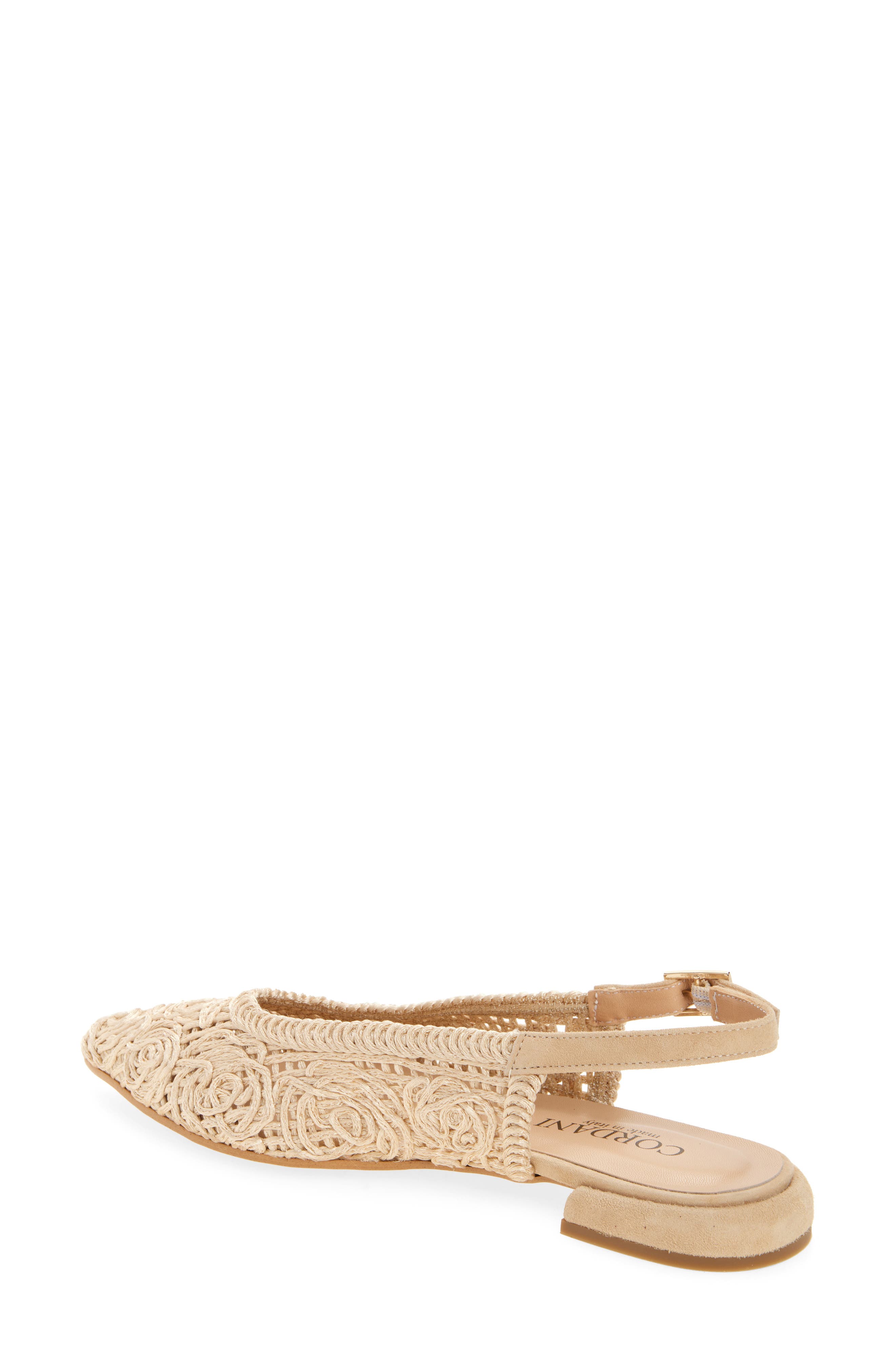 Cordani Nika Slingback Woven Raffia Flat, Alternate, color, Beige