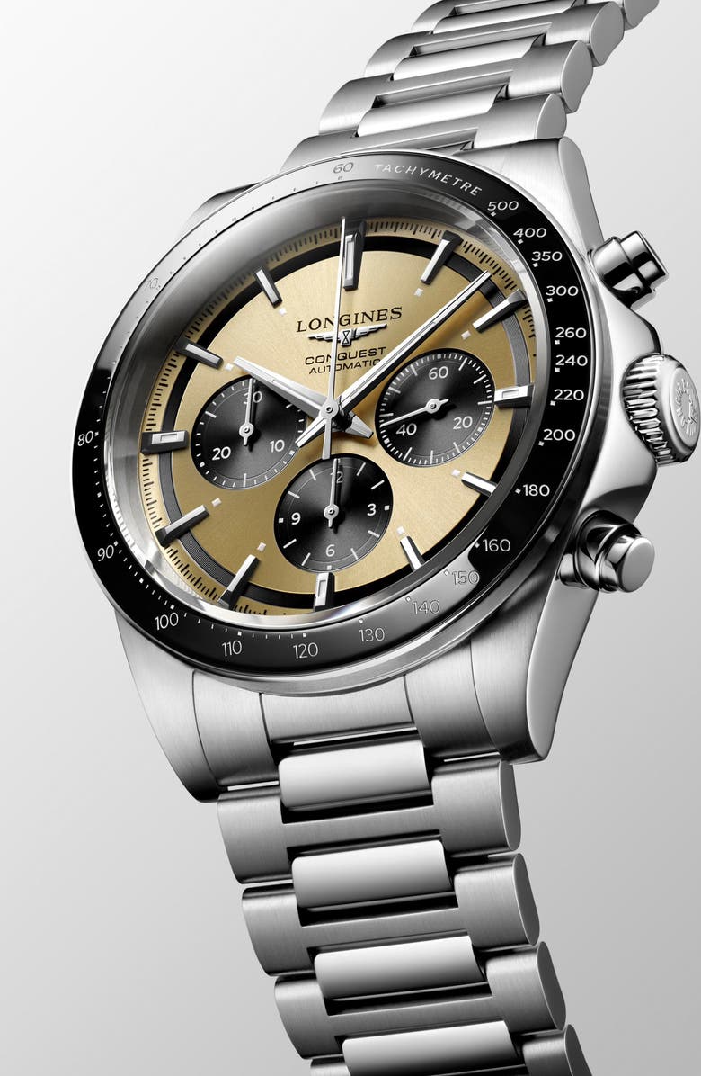 Longines Conquest Automatic Bracelet Watch, 42mm, Alternate, color, Black