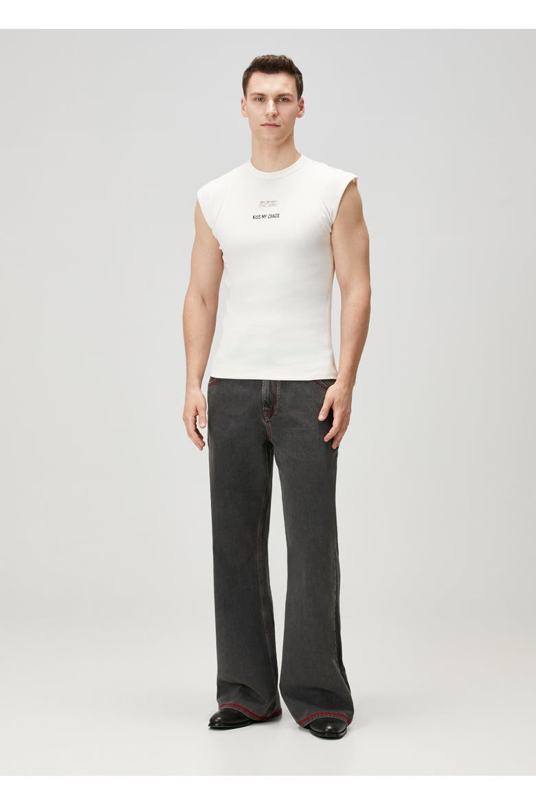 Cotton Rib Tank Top With Patch, Alternate, color, white