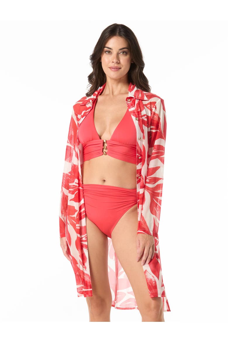 Beaded Halter Bikini Swim Top, Alternate, color, Grenadine