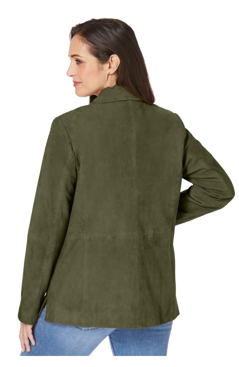 Jessica London Suede Blazer, Alternate, color, Dark Olive Green