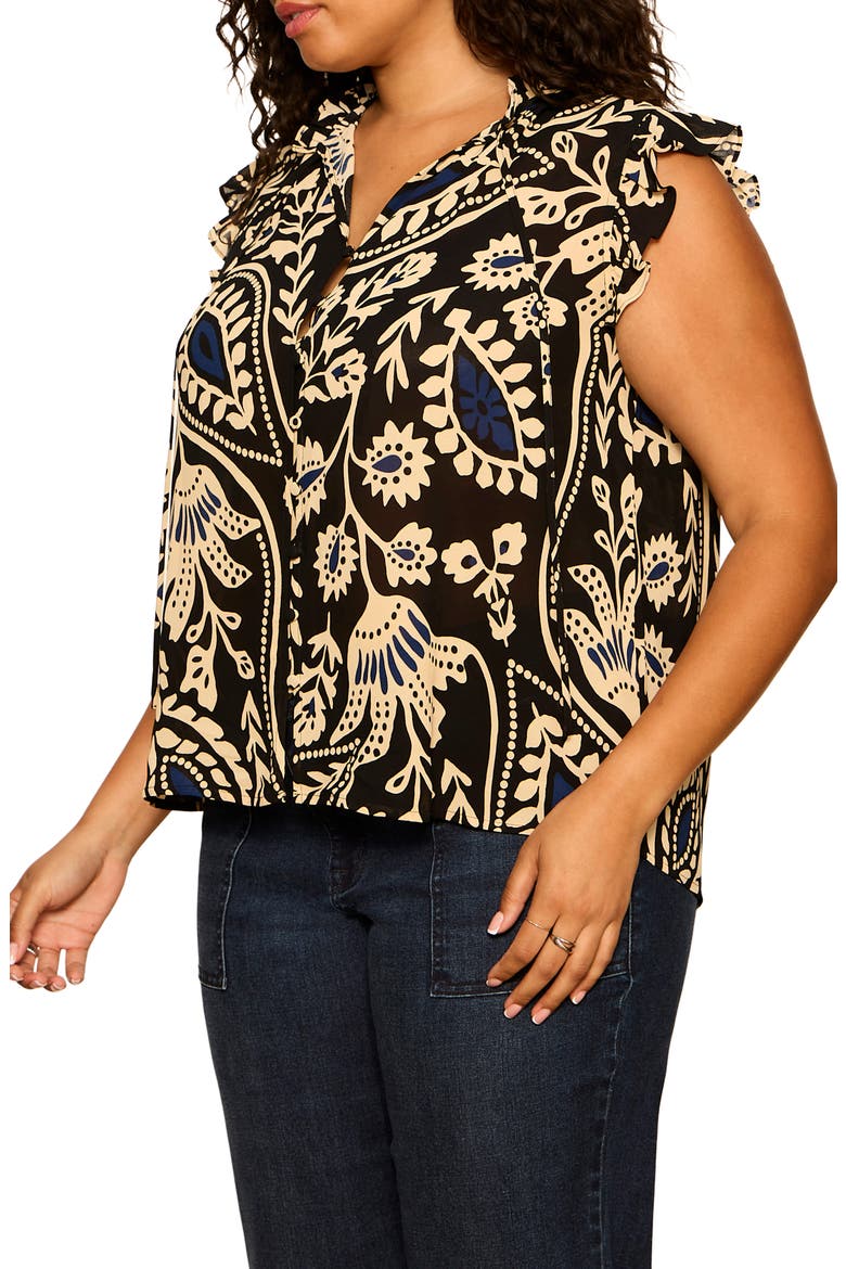 Living It Up Cap Sleeve Top, Alternate, color, SHAPESHIFT BLACK