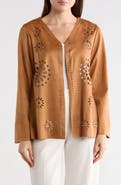 Forgotten Grace Laser-Cut Faux Suede Cardigan