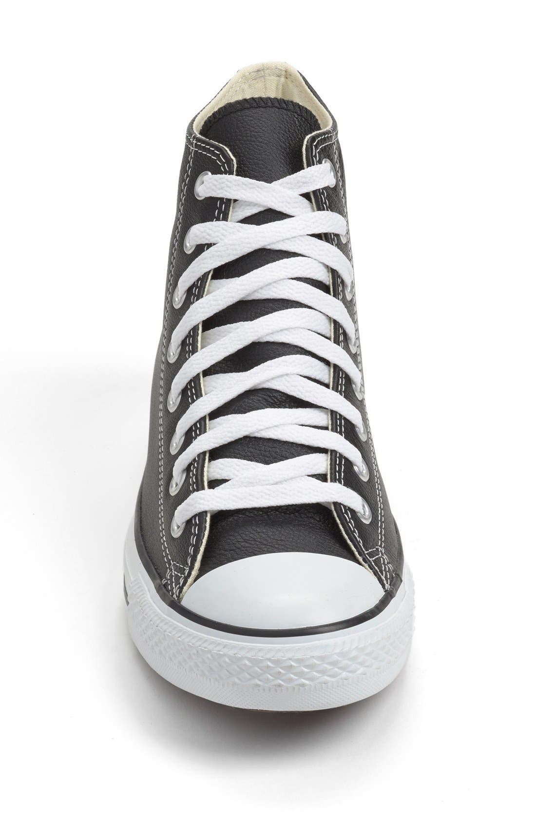 Chuck Taylor® All Star® Leather High Top Sneaker, Alternate, color, BLACK