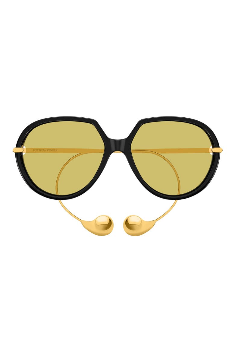 60mm Round Sunglasses, Main, color, BLACK
