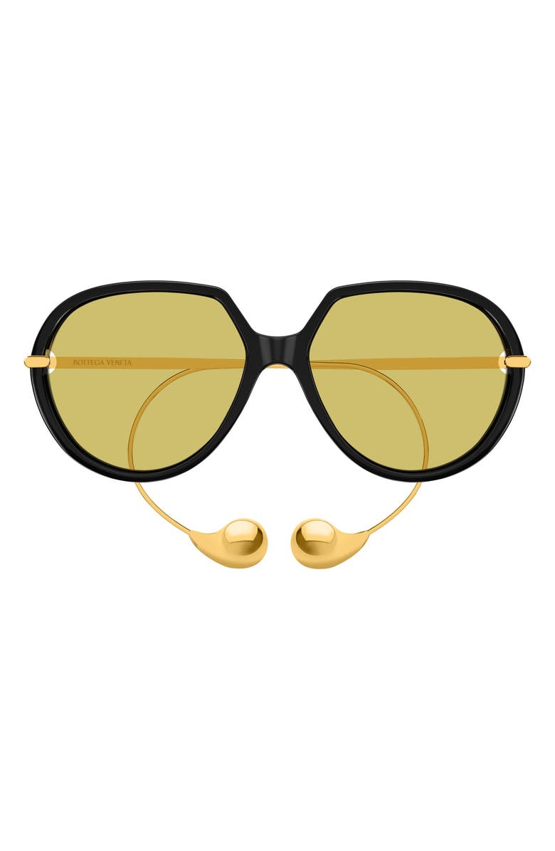 Bottega Veneta 60mm Round Sunglasses, Main, color, Black