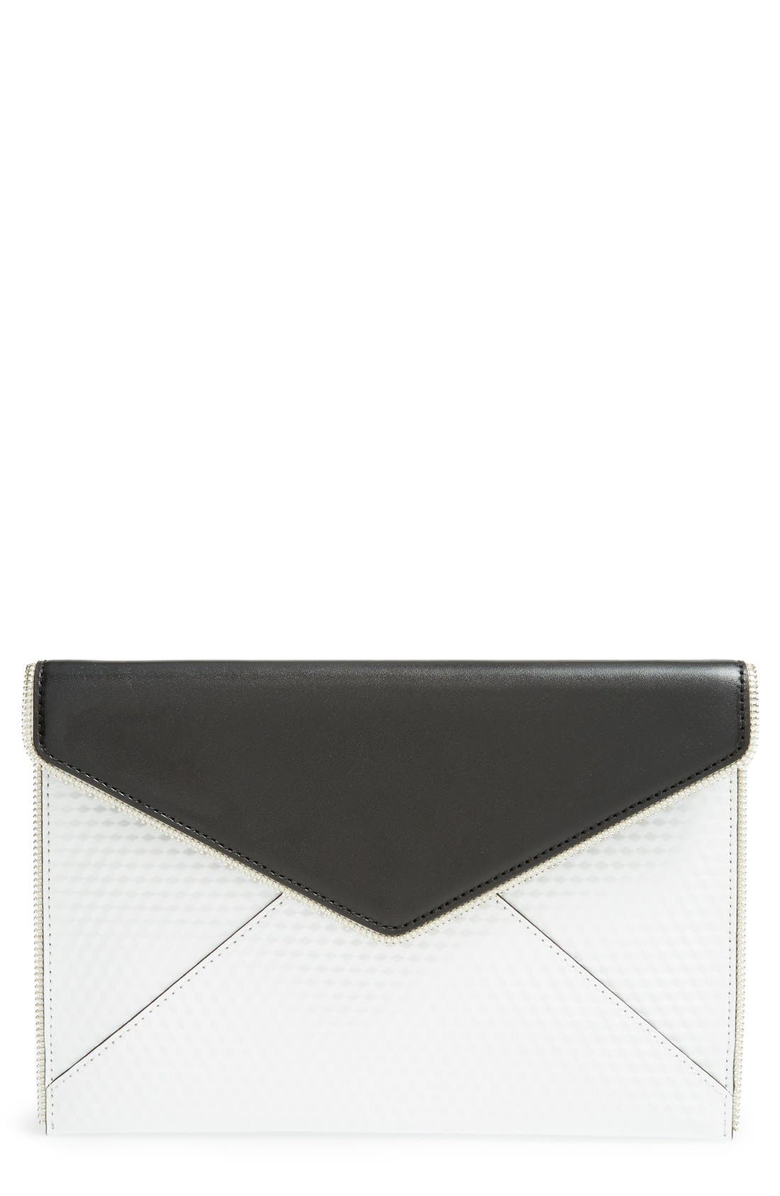 'Leo' Clutch, Main, color, BLACK/ WHITE