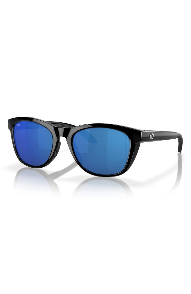 Costa Del Mar 54mm Polarized Mirrored Round Sunglasses, Alternate, color, Black/ Blue Mirror 580P