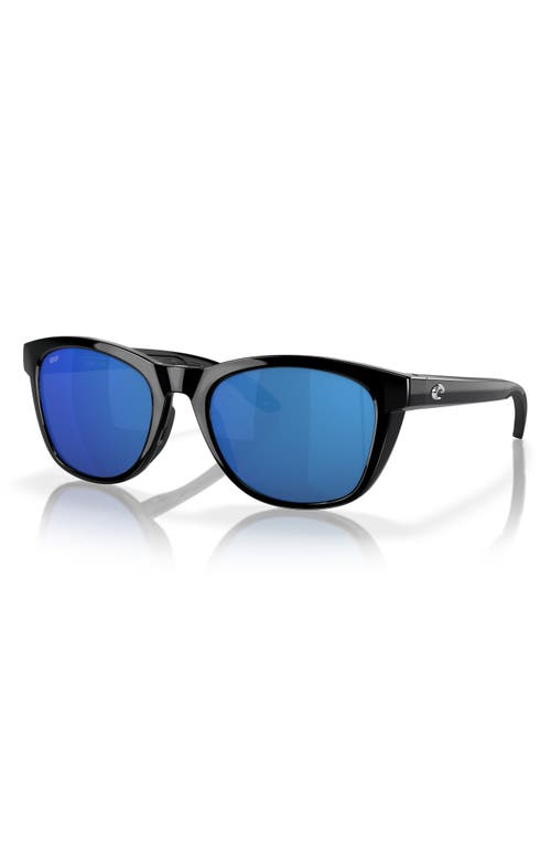 Costa Del Mar 54mm Polarized Mirrored Round Sunglasses In Black/blue Mirror 580p