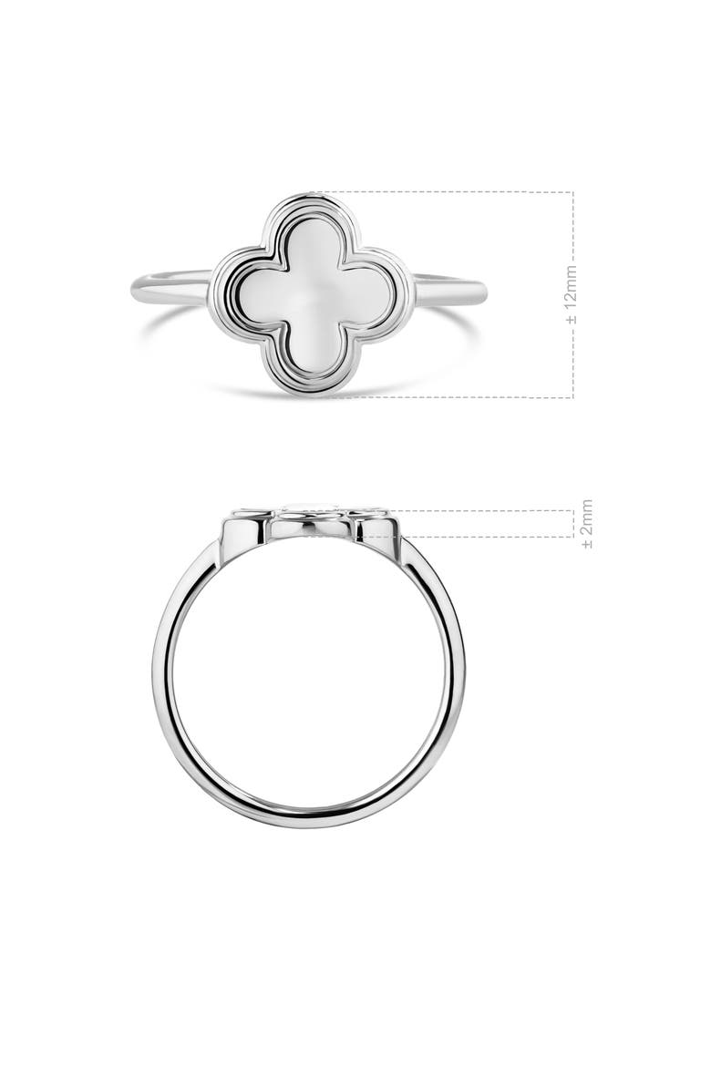 Clover Ring in Rhodium Plated Sterling Silver, Alternate, color, Silver
