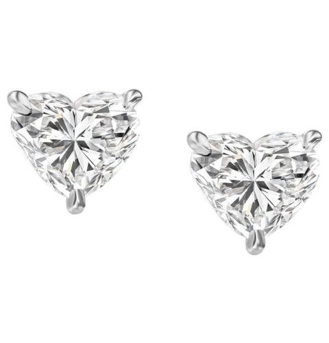 1Ct Heart Shape Diamond Studs Lab Grown 14k Gold