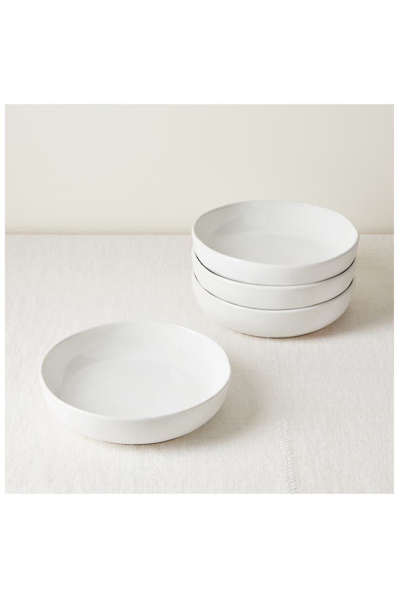 Set of 4 Shallow Bowls, Main, color, WHITE