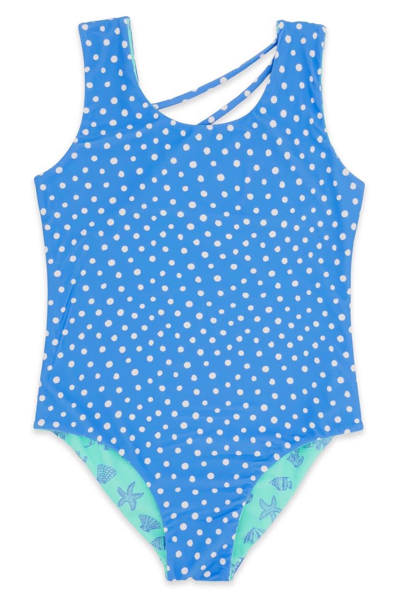 Kids' Summer Sun Reversible UPF 50+ One-Piece Swimsuit, Alternate, color, AQUA CRYSTAL