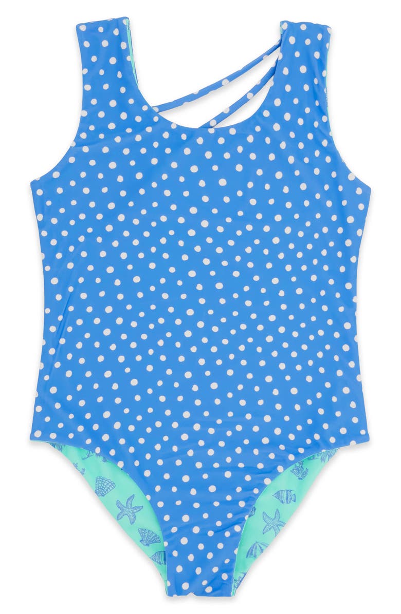 Feather 4 Arrow Kids' Summer Sun Reversible UPF 50+ One-Piece Swimsuit, Alternate, color, Aqua Crystal