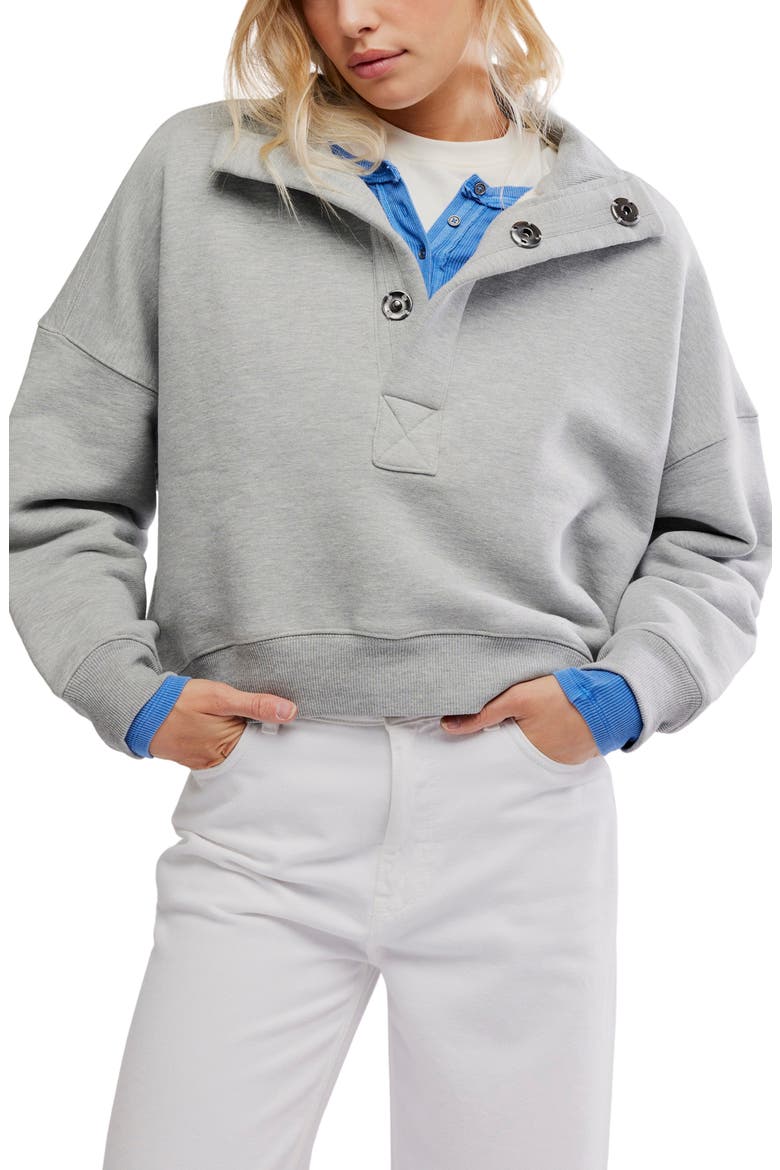 Timeless Cotton Blend Pullover, Main, color, HEATHER GREY