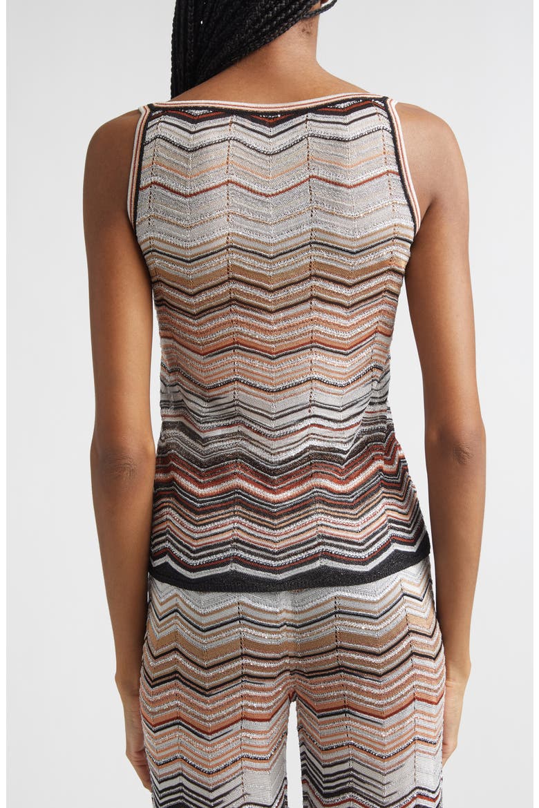 Zigzag Lamé Tank, Alternate, color, RED AND BEIGE TONES