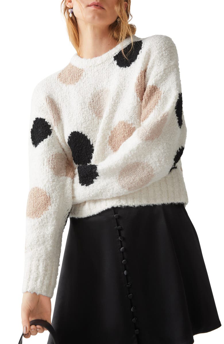 & Other Stories Polka Dot Jacquard Cotton & Wool Blend Sweater, Main, color,