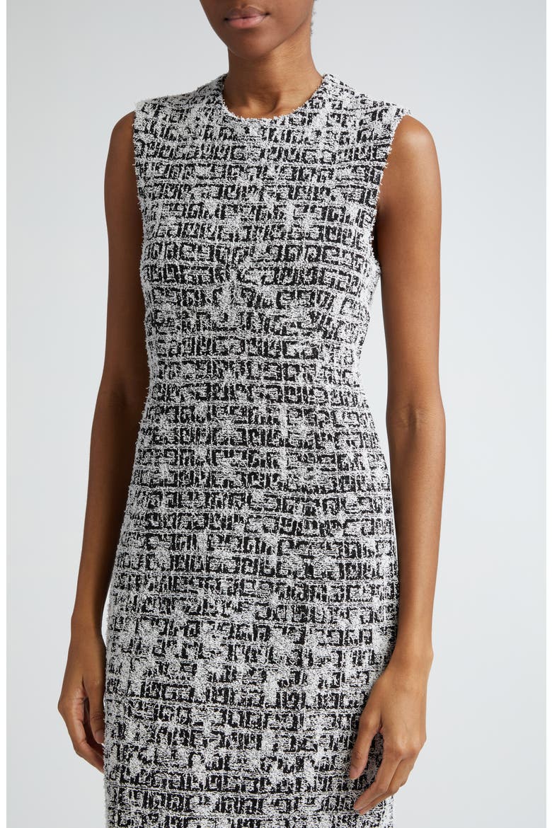 Tweed Sleeveless Sheath Dress, Alternate, color, BLACK/ WHITE