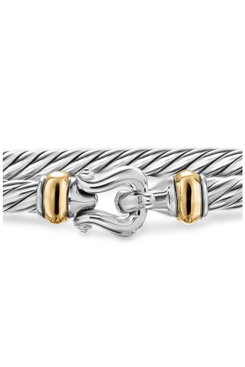 Cable Flex Buckle Bracelet in Sterling Silver with 14K Yellow Gold, Alternate, color, SILVER