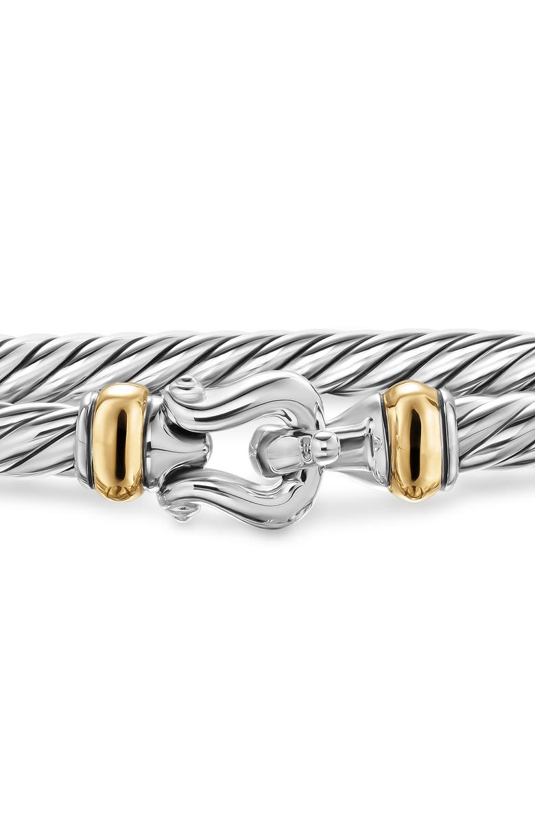 Cable Flex Buckle Bracelet in Sterling Silver with 14K Yellow Gold