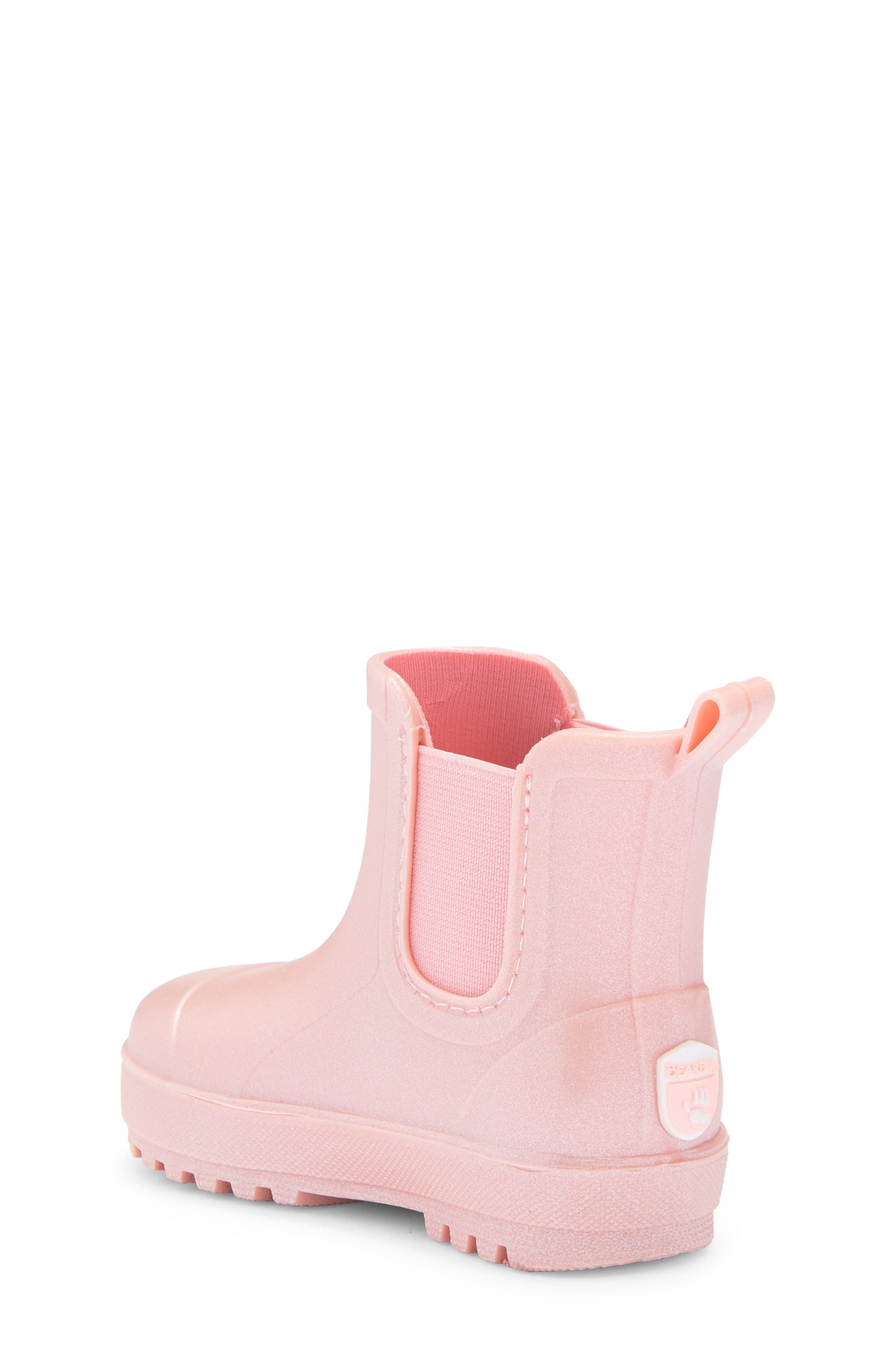 BEARPAW Kids' Shortie Rain Boot, Alternate, color, Rose Gold Gloss