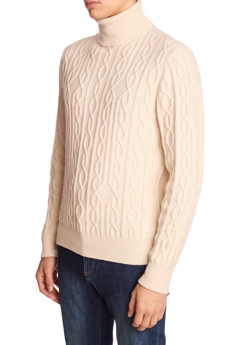 Cable Stitch Turtleneck Sweater, Alternate, color, BONE DUST