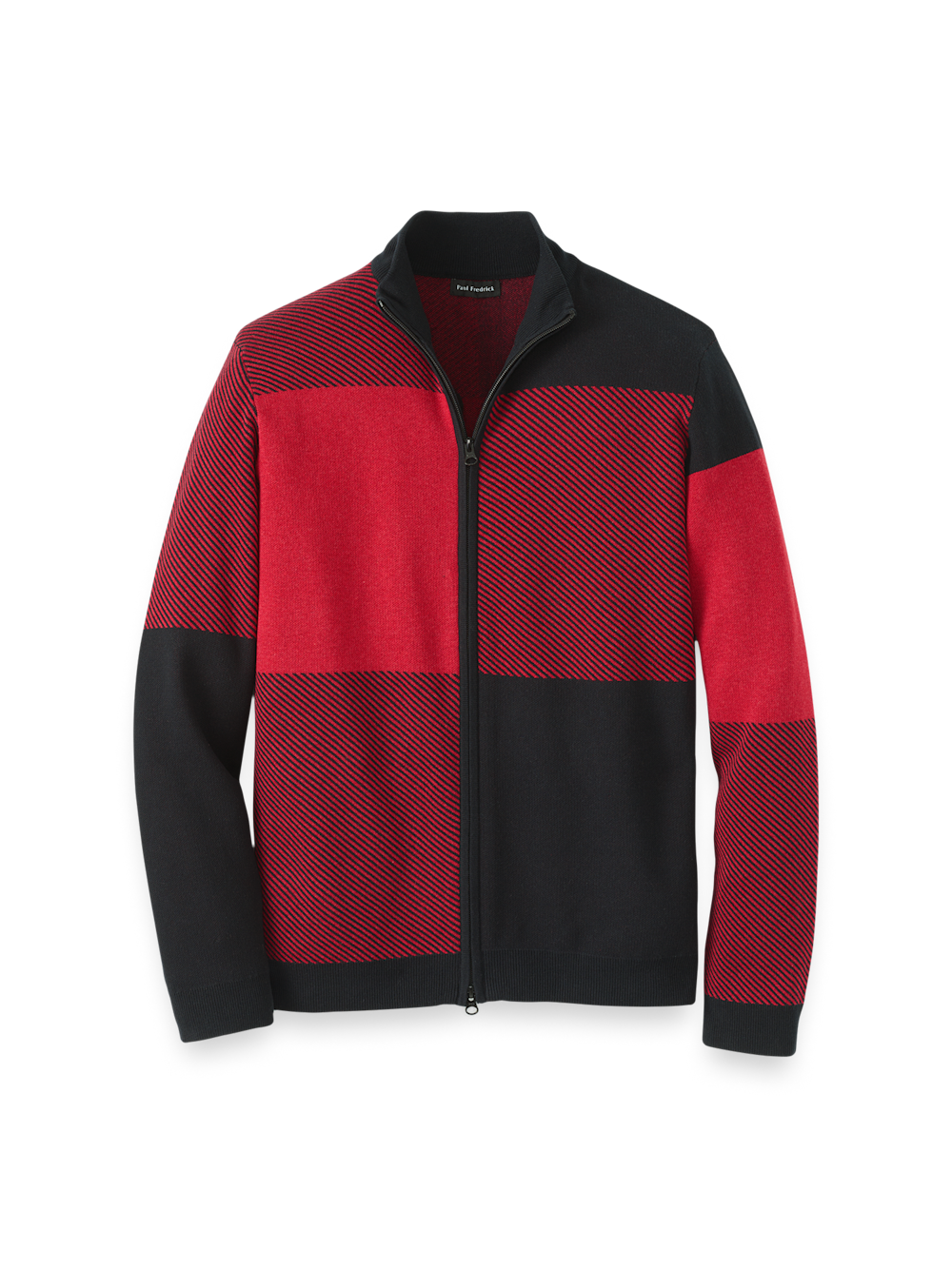 Cotton Full Zip Mock Neck Sweater