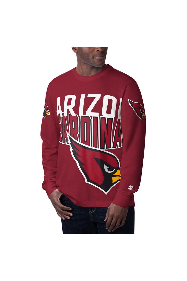 Men's Starter Cardinal Arizona Cardinals Clutch Hit Long Sleeve T-Shirt, Main, color, Cardinal
