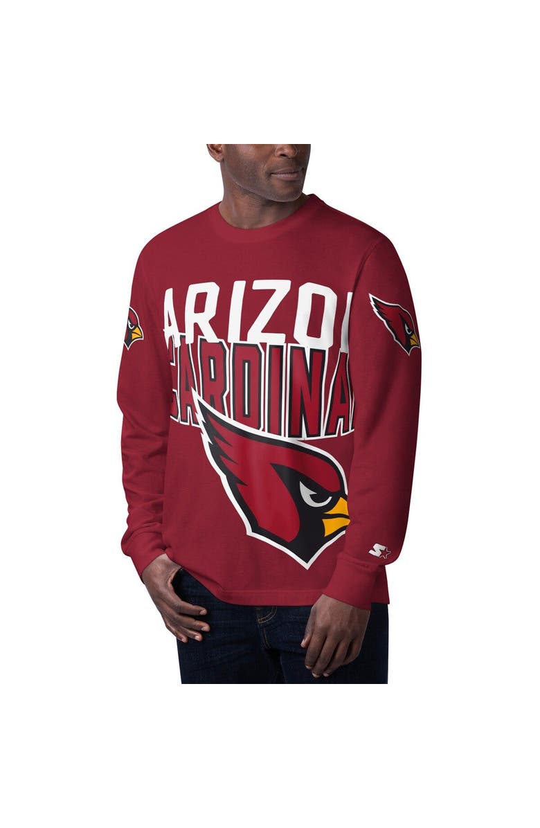 STARTER Men's Starter Cardinal Arizona Cardinals Clutch Hit Long Sleeve T-Shirt, Main, color, Cardinal