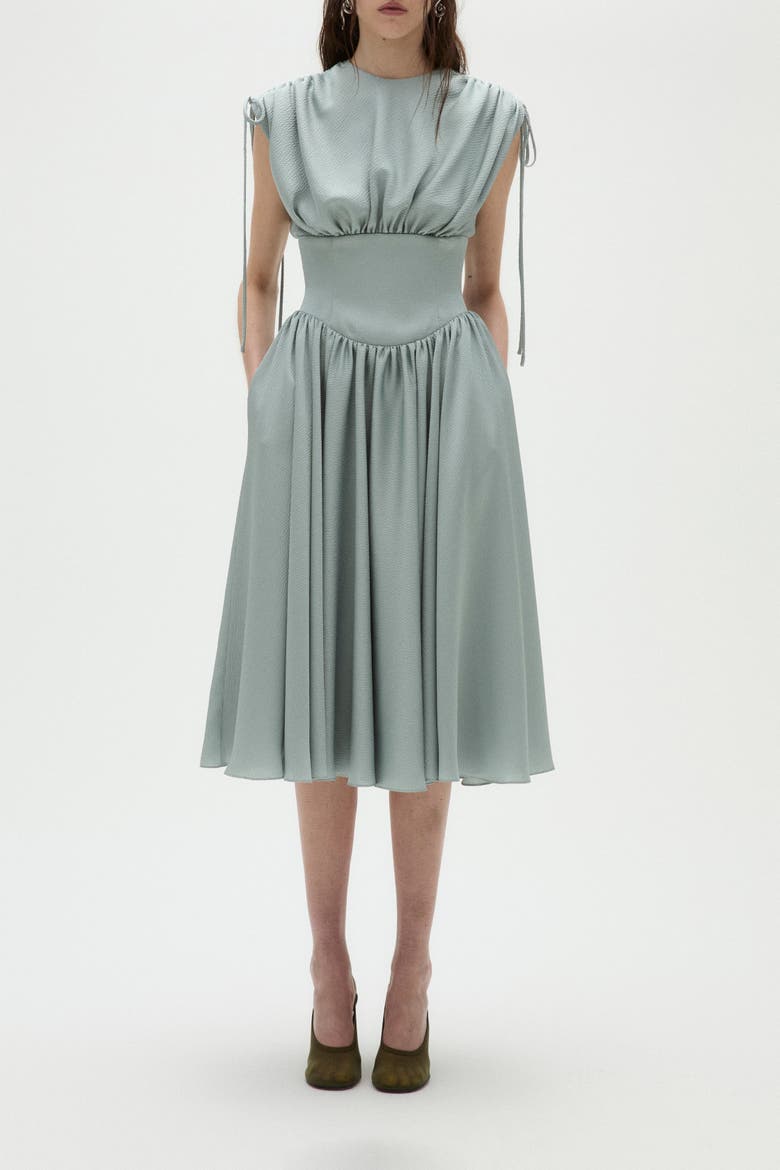 Hammered Satin Corset Dress, Main, color, Jade