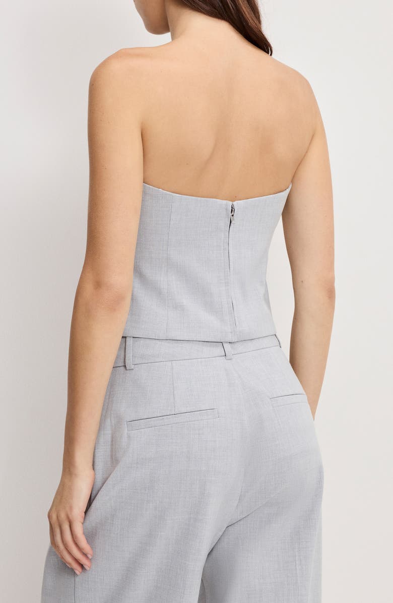 Good American Essential Suiting Strapless Top, Alternate, color, Crosshatch Grey