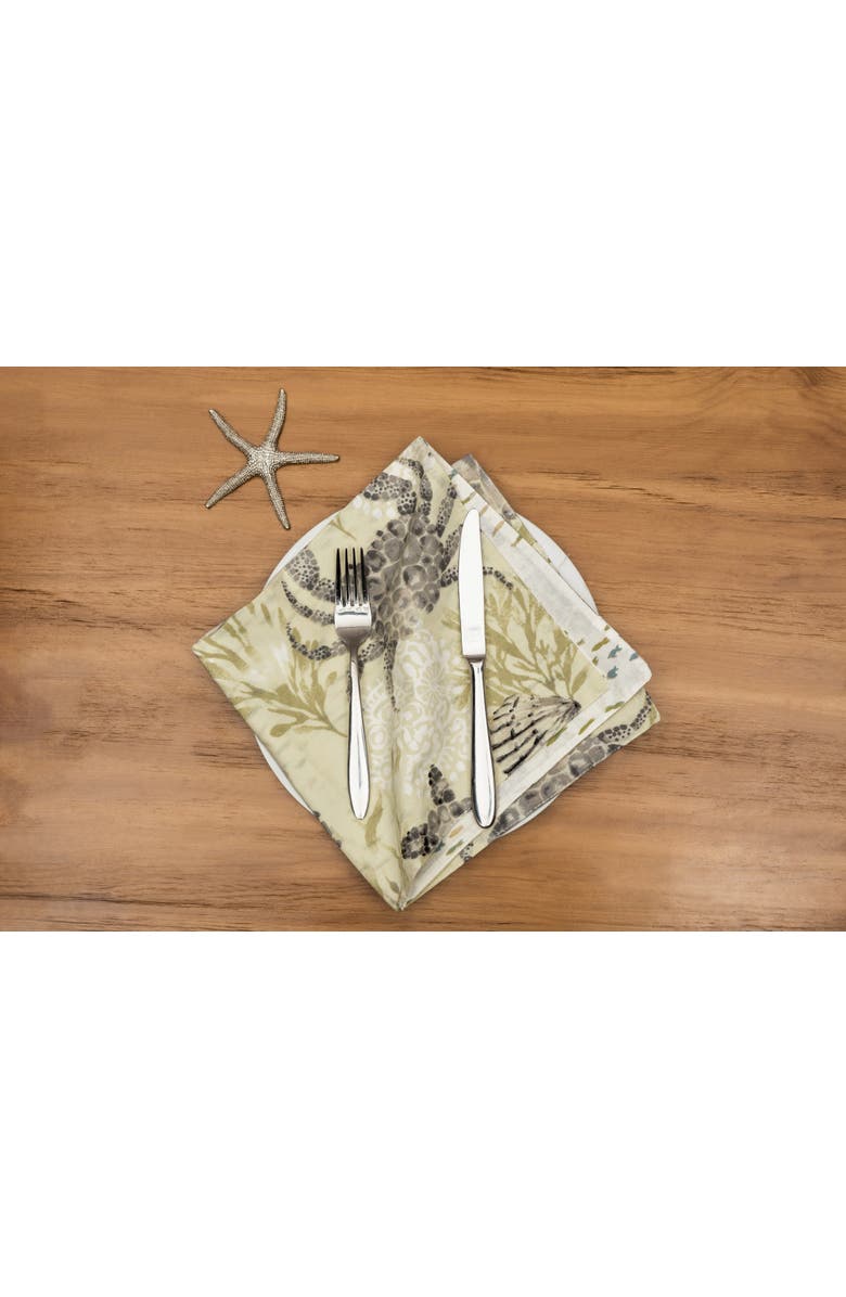 C&F Home Cannon Beach Cotton Cloth Napkin Machine Washable Set of 6, Alternate, color, Green