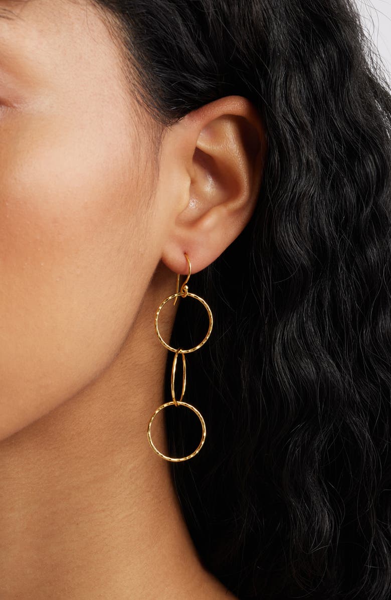 Kiara by Ki-ele Trinity Trio Linear Drop Earrings, Alternate, color, Gold