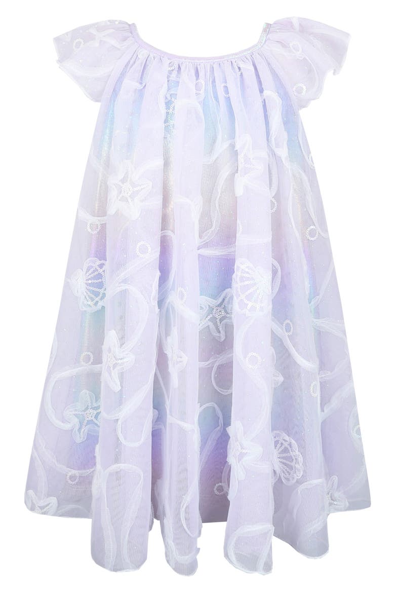 Kids' Mermaid Float Sequin Soutache Party Dress, Main, color, LILAC