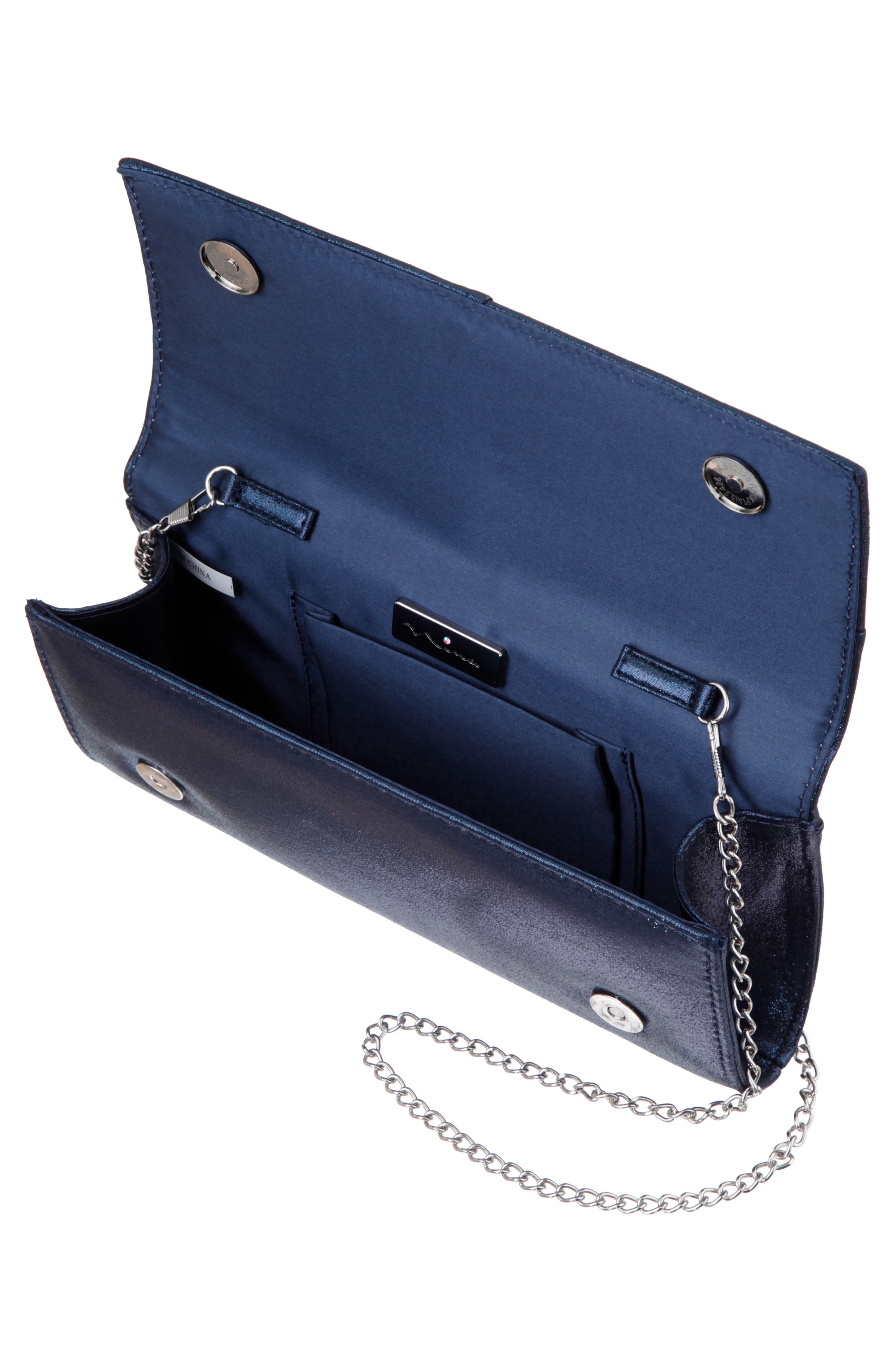 Nina Spirit Metallic Clutch, Alternate, color, Navy