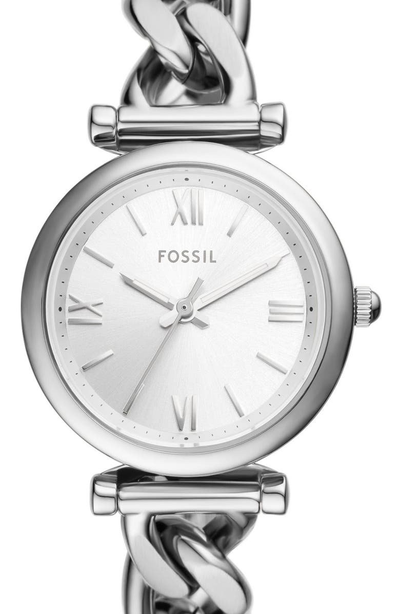 Fossil Carlie Bracelet Watch, 28mm, Alternate, color, Silver