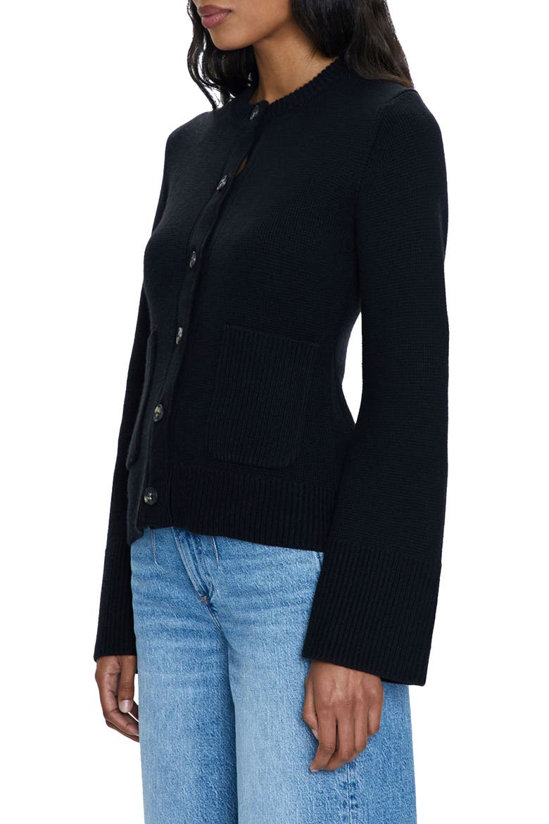 Dani Patch Pocket Cardigan, Alternate, color, NOIR