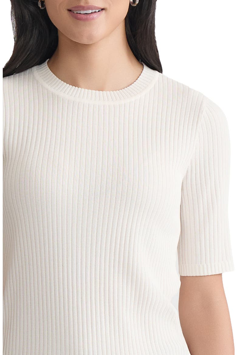 Rib Short Sleeve Sweater, Alternate, color, JONES WHITE