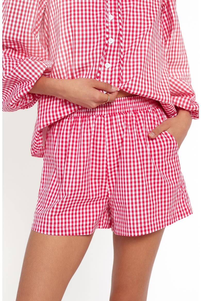 Angela Gingham Shirt and Shorts Set, Alternate, color, RED GINGHAM