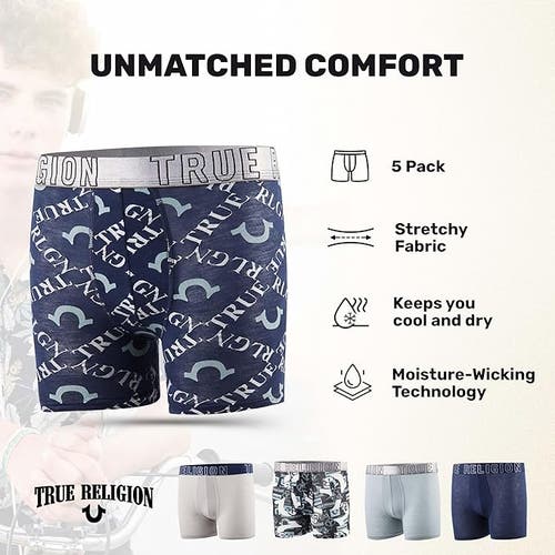 True Religion Boxer Briefs Pack Of 5 In Blue