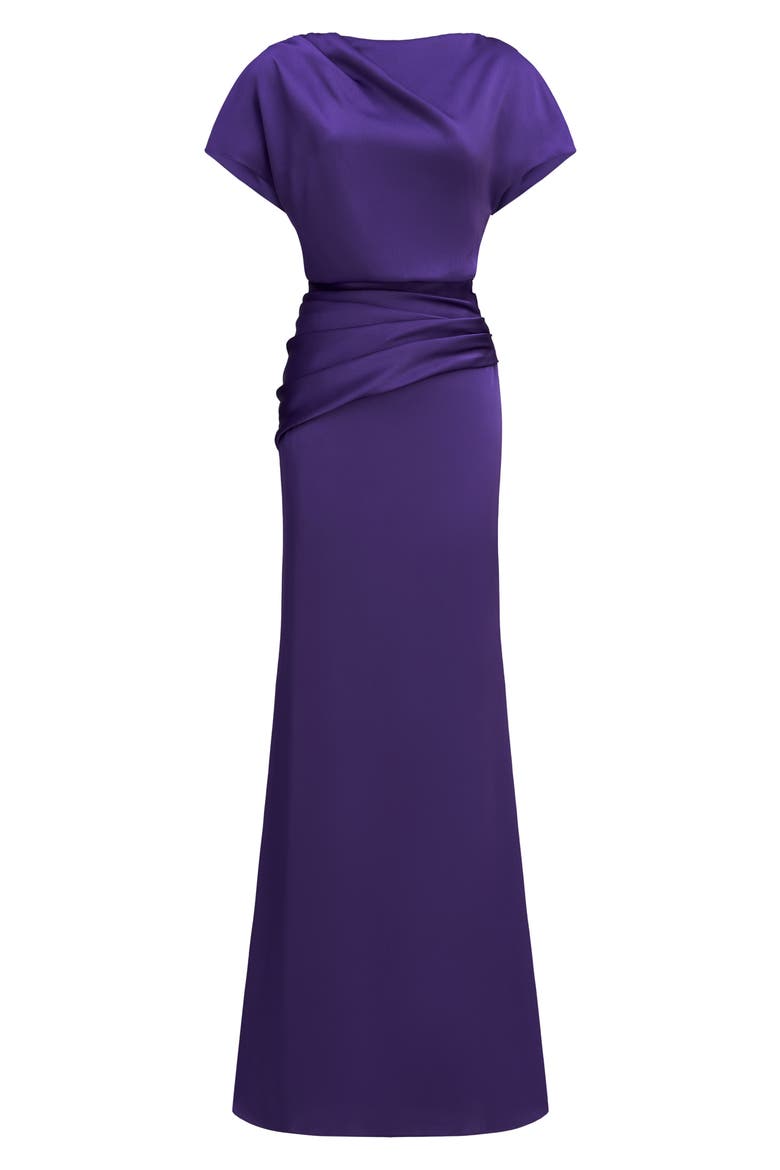 Lissandra Satin Pencil Gown, Alternate, color, PURPLE NIGHT