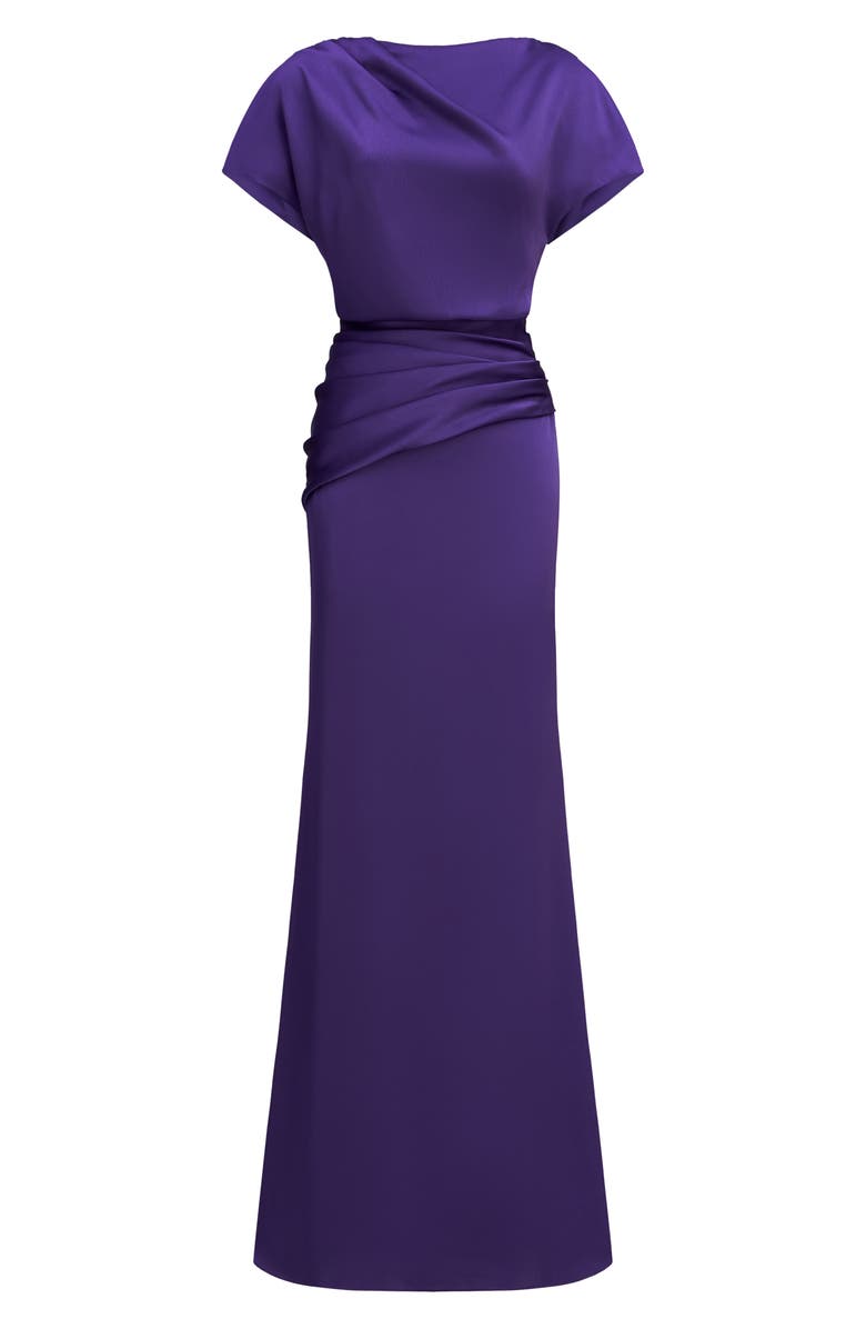 HALSTON Lissandra Satin Pencil Gown, Alternate, color, 