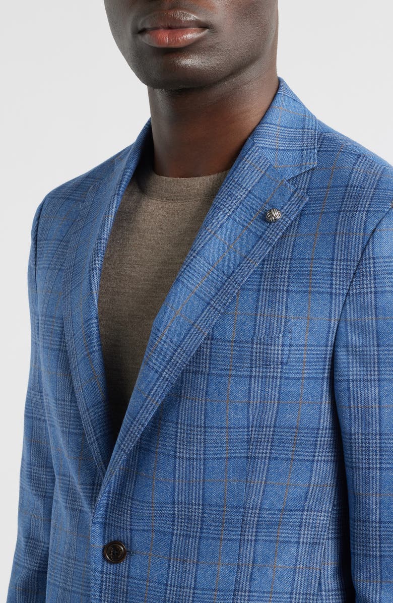 Jack Victor Midland Contemporary Fit Blue Plaid Wool Sport Coar, Alternate, color, Blue