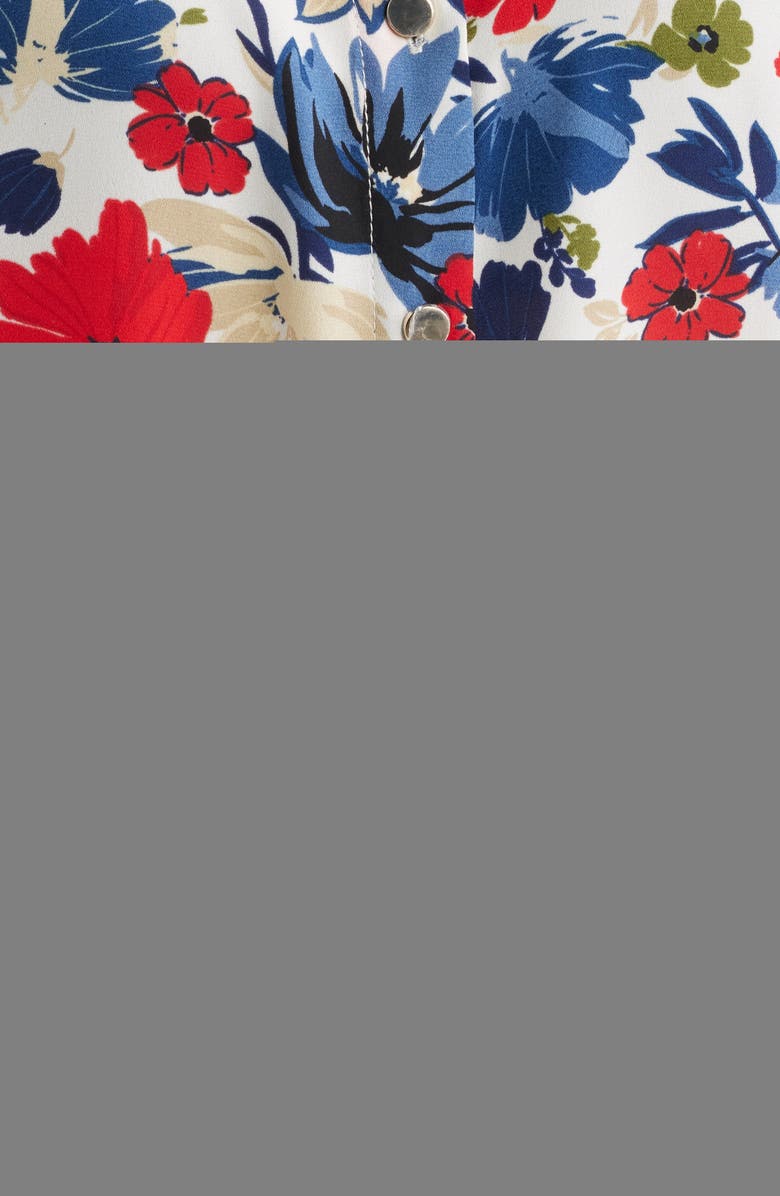AK ANNE KLEIN Floral Print Shirt, Alternate, color, White Dove Multi