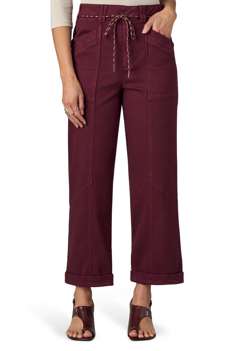 Ultra Skyrise High Waist Relaxed Stretch Cotton Pants, Main, color, ZINFANDEL