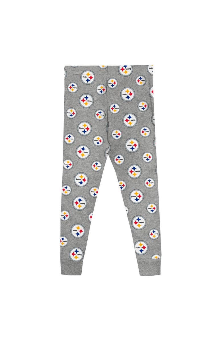 Outerstuff Preschool Heather Gray Pittsburgh Steelers Long Sleeve T-Shirt and Pants Sleep Set, Alternate, color, 