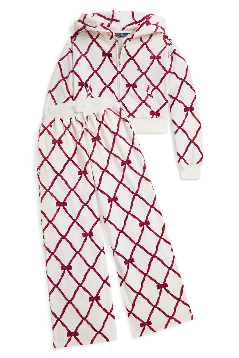 Kids' Velour Boxy Hoodie, Alternate, color, WHITE MULTI